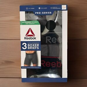 Reebok Men’s Pro Series Long Leg Boxer Briefs 7.5” Performance 3-Pack - 2XL